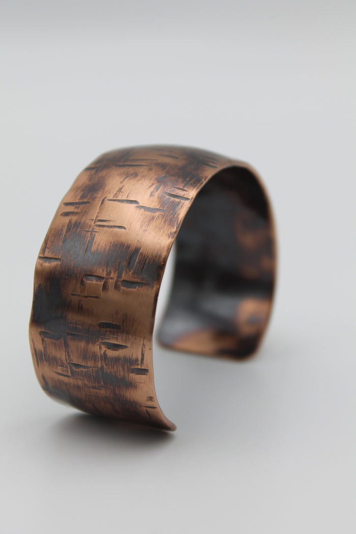 1/4" Thin Basket Weave Copper Cuff - (Oxidized)