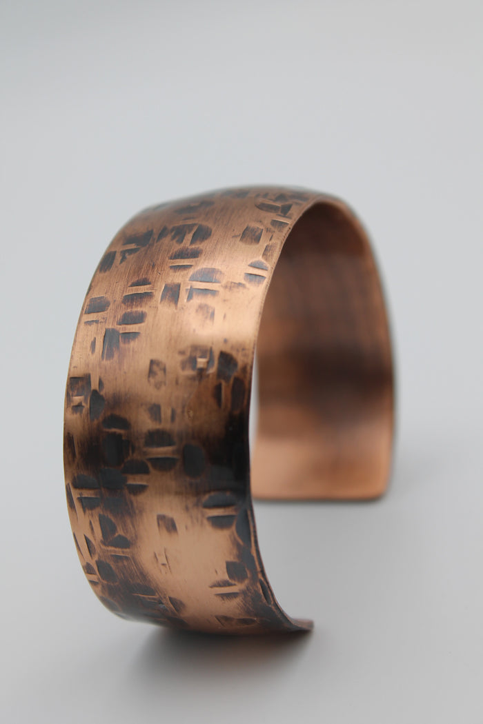 1" Thick Basket Weave Copper Cuff - (Oxidized)