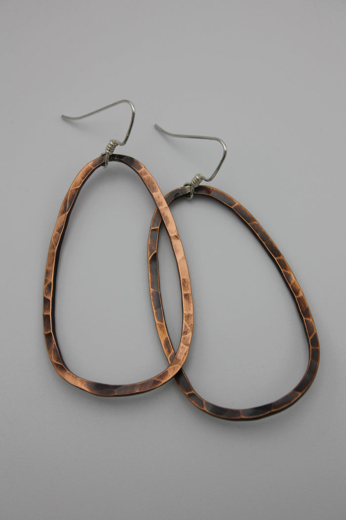 Lg. Copper Hoop Earrings (Oxidized)