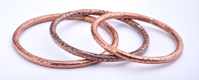SET 0f (3) - Diamond Speckled Copper Bangles