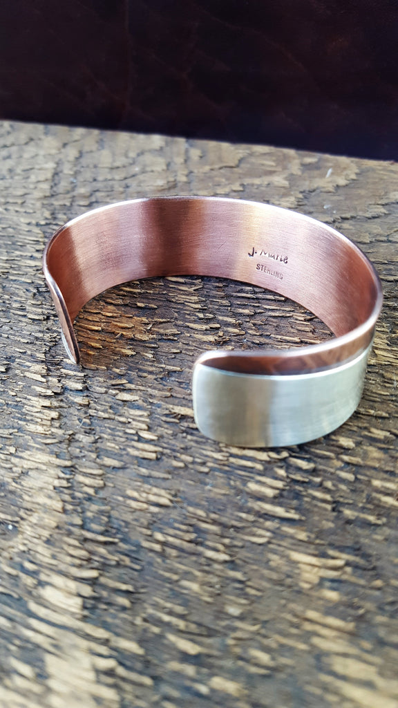 3/4" Music Note, Mixed Metal Cuff - (Oxidized)