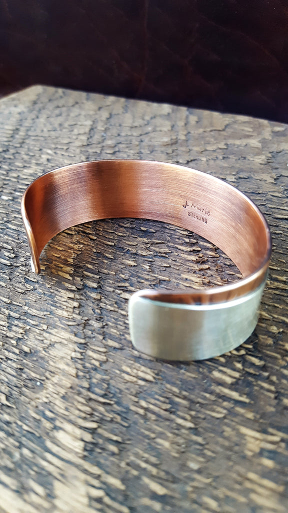 3/4" Flower Pattern Mixed Metal Cuff - (Oxidized)    