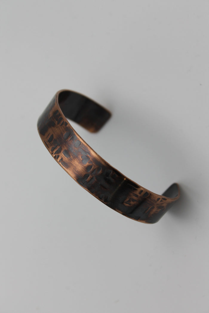 1/2" Thick Basket Weave Copper Cuff - (Oxidized)
