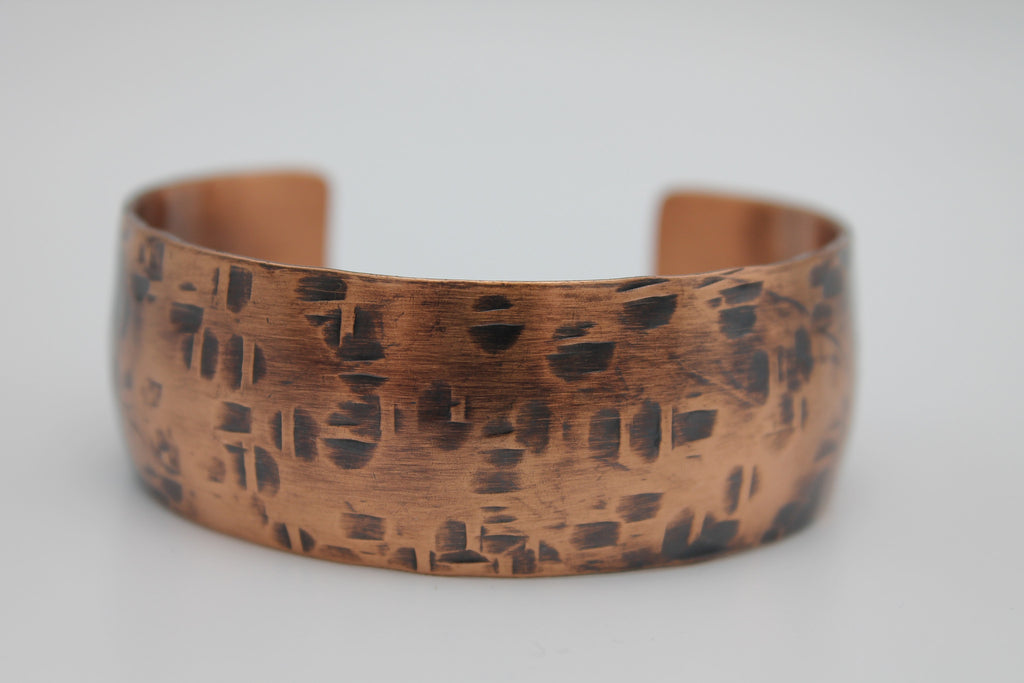 1" Thick Basket Weave Copper Cuff - (Oxidized)