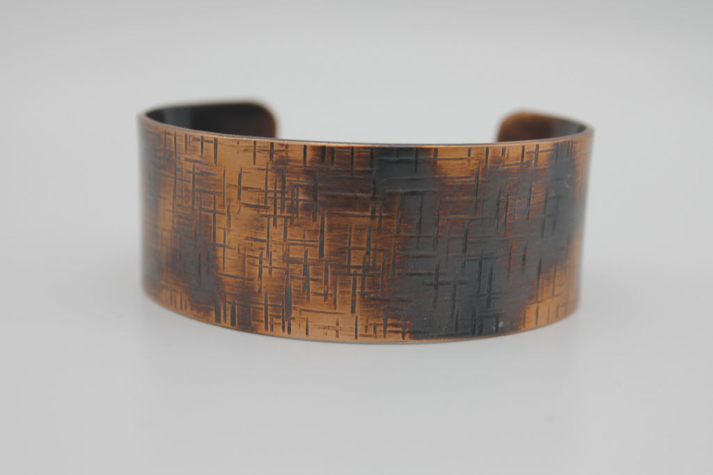 1" Thin Basket Weave Copper Cuff (Oxidized)