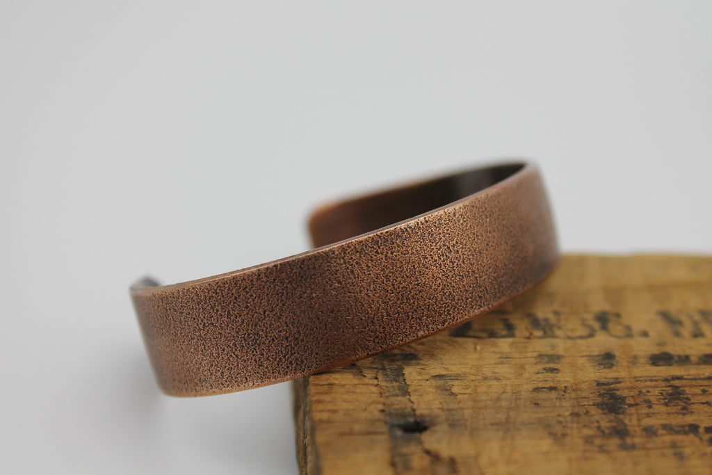 1/2" Frosted  Copper Cuff - (Oxidized)