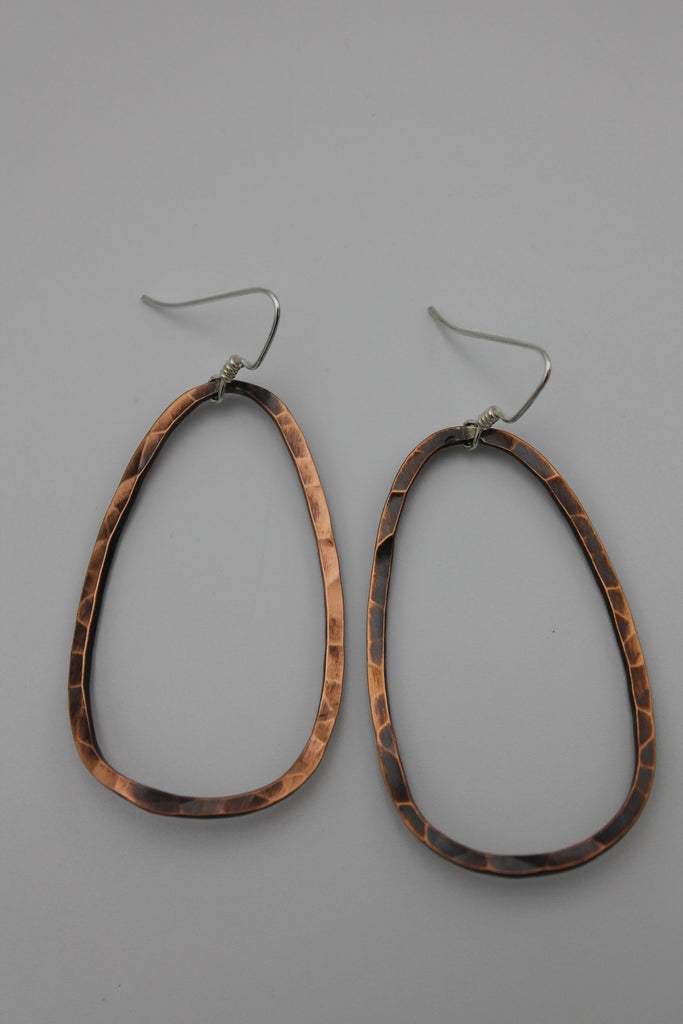 Lg. Copper Hoop Earrings (Oxidized)